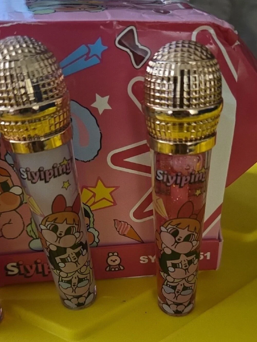 Box Of 24  Microphone Animated Characters Lip Gloss - 4 Light Gloss Colors